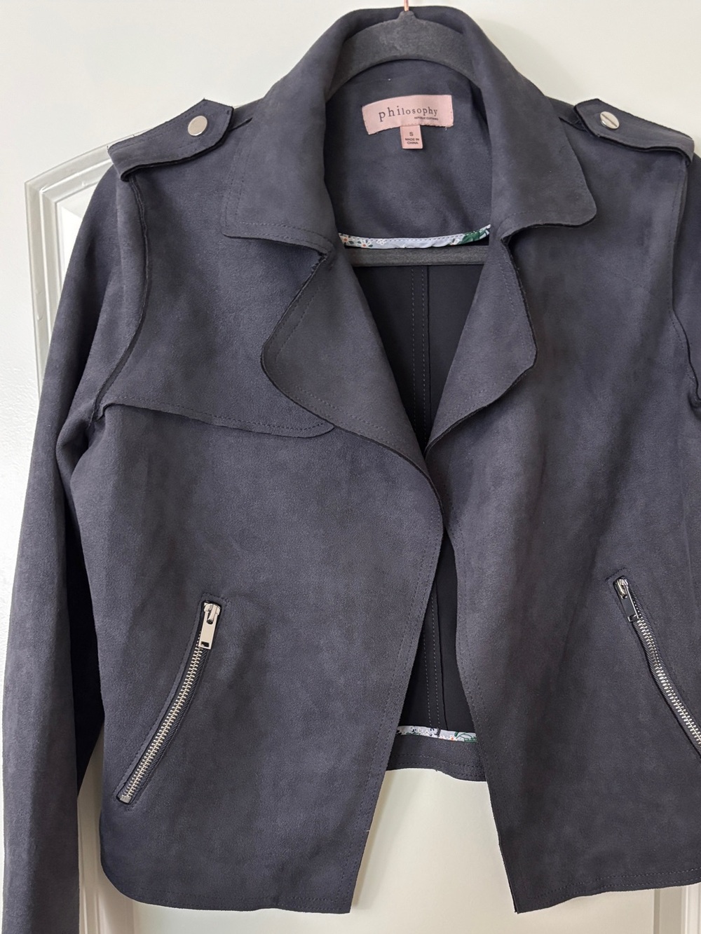 Philosophy Women’s Faux Suede Jacket Gray Size S
